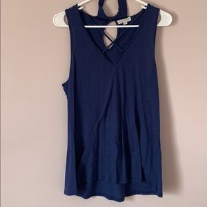 Blue cross over tank top